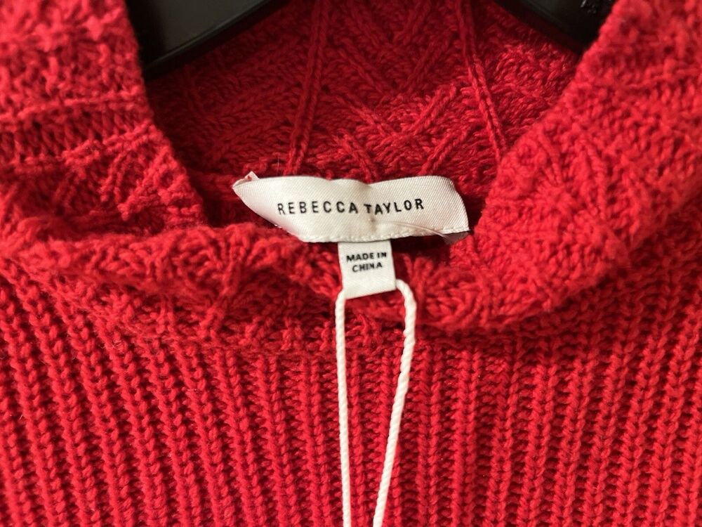 Rebecca Taylor womens Red Wool Blend Mock Neck Turtleneck Sweater size XS $295 - Picture 6 of 11